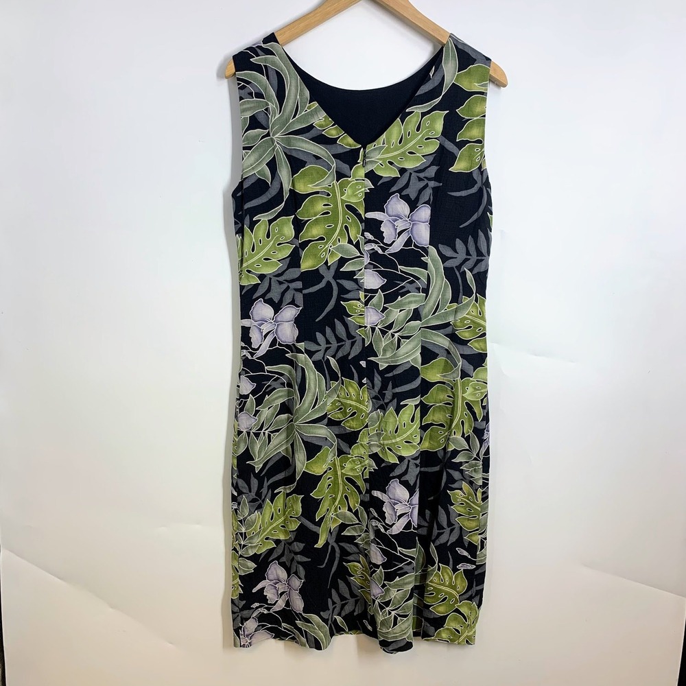 Tommy Bahama Tropical Monstera Orchid Floral Silk Stretch Shift Dress Size 8